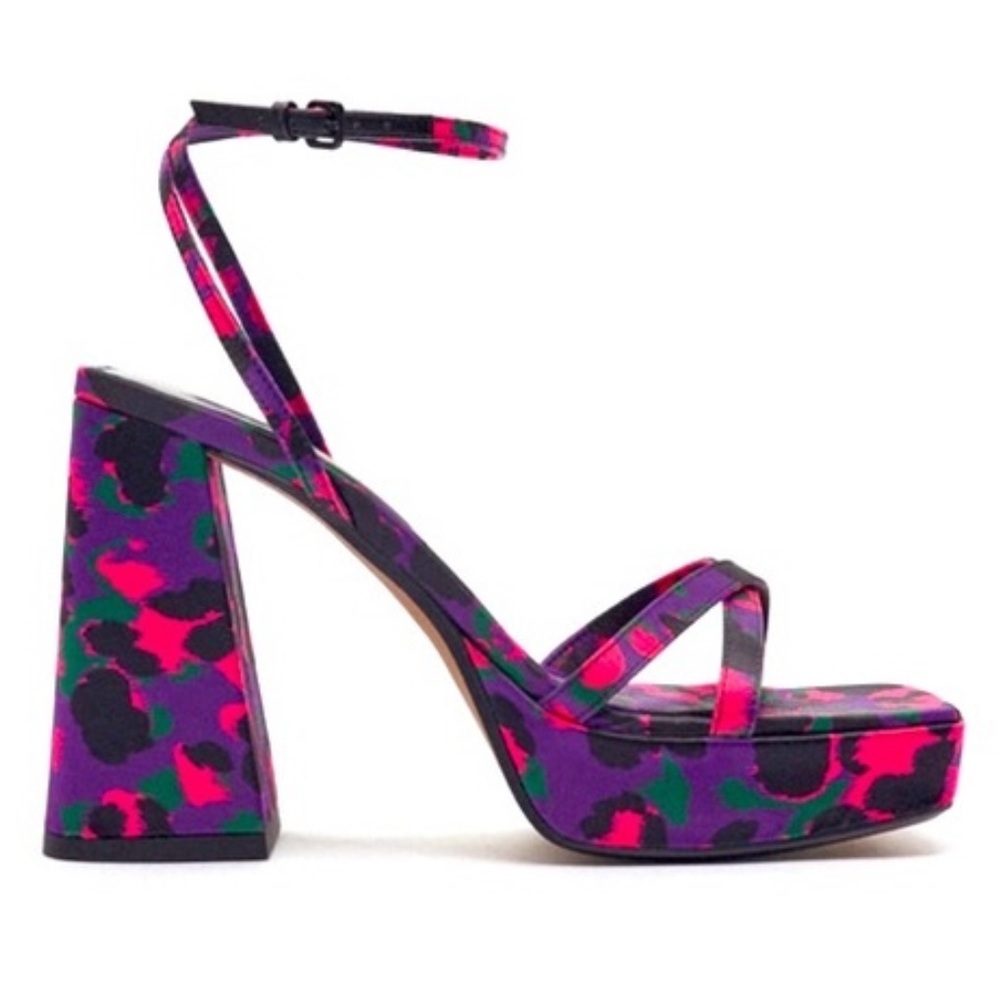 Zara Animal Print Platform Sandals in a multi-color Block Heel 38